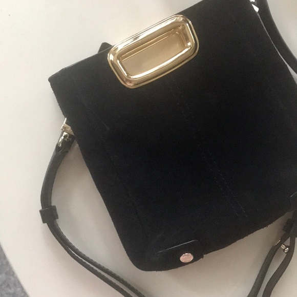 Maje Mini M Suede Crossbody Bag with Gold accent - Picture 3 of 9